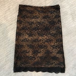 Express lace leopard midi skirt